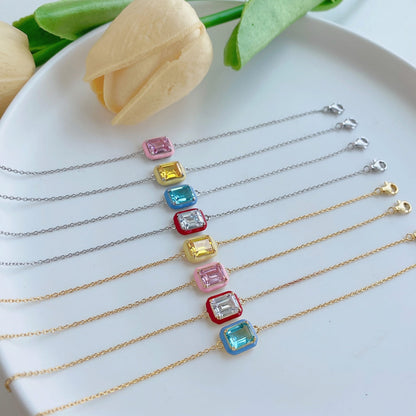 [ECHO ]2.0 Carat Sparkling Colorful Emerald Cut Daily Bracelet