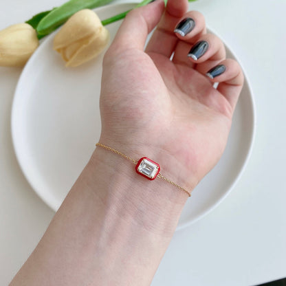 [ECHO ]2.0 Carat Sparkling Colorful Emerald Cut Daily Bracelet