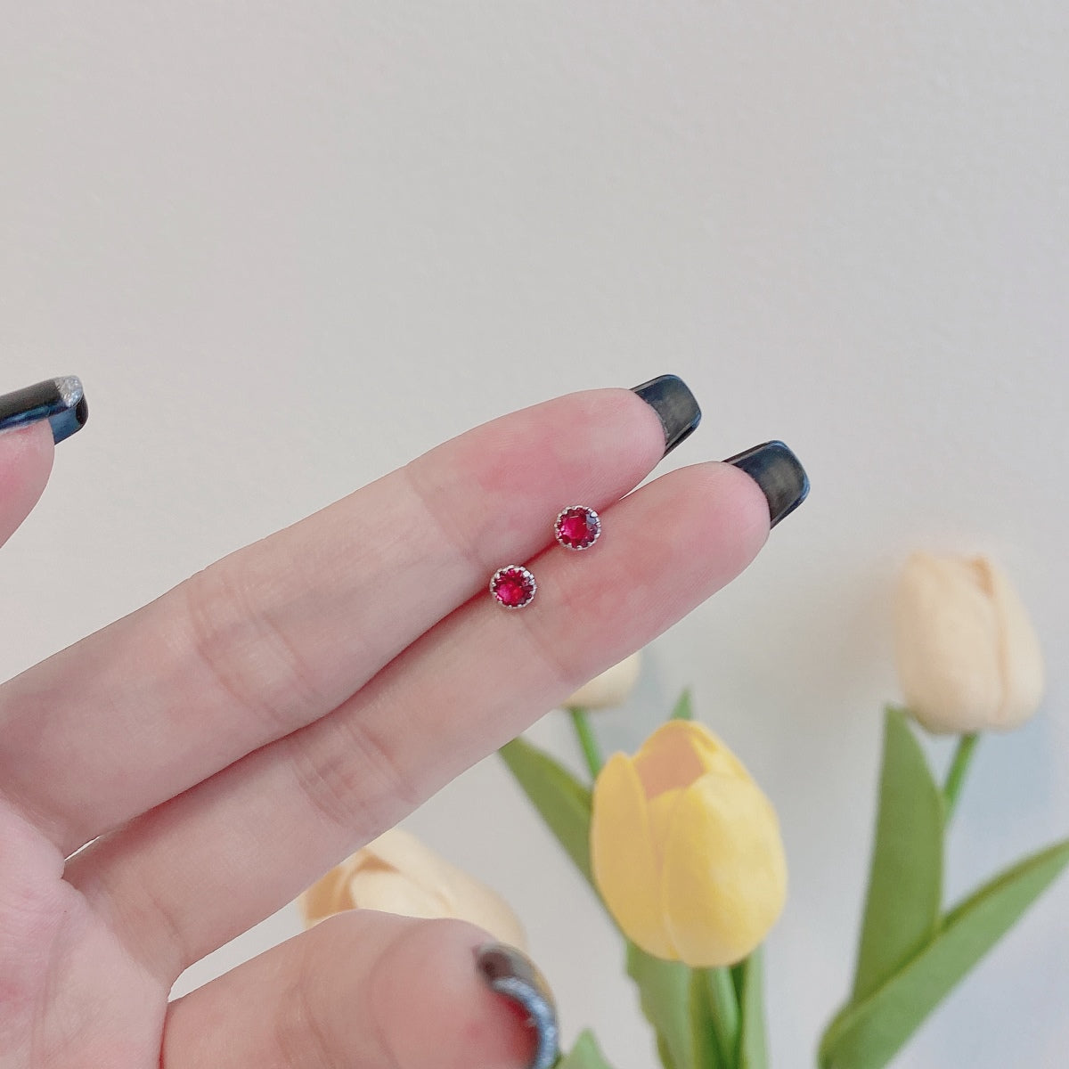 [ECHO ]Sparkling Colorful Round Shape Earrings