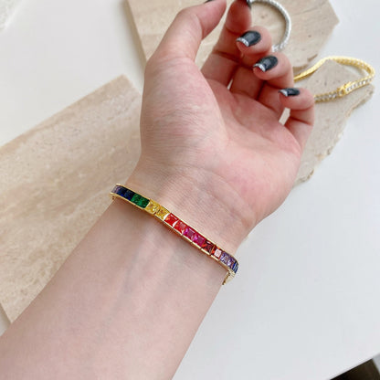 [ECHO ]Radiant Colorful Princess Cut Tennis Bracelet