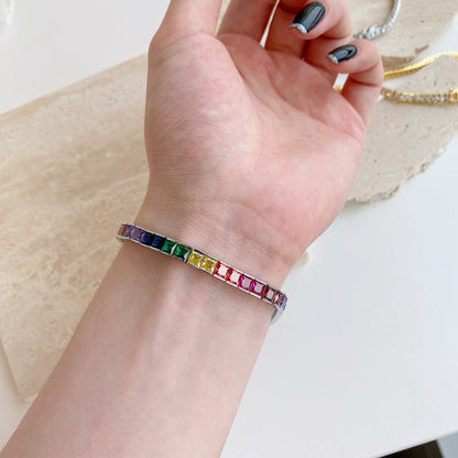 [ECHO ]Radiant Colorful Princess Cut Tennis Bracelet