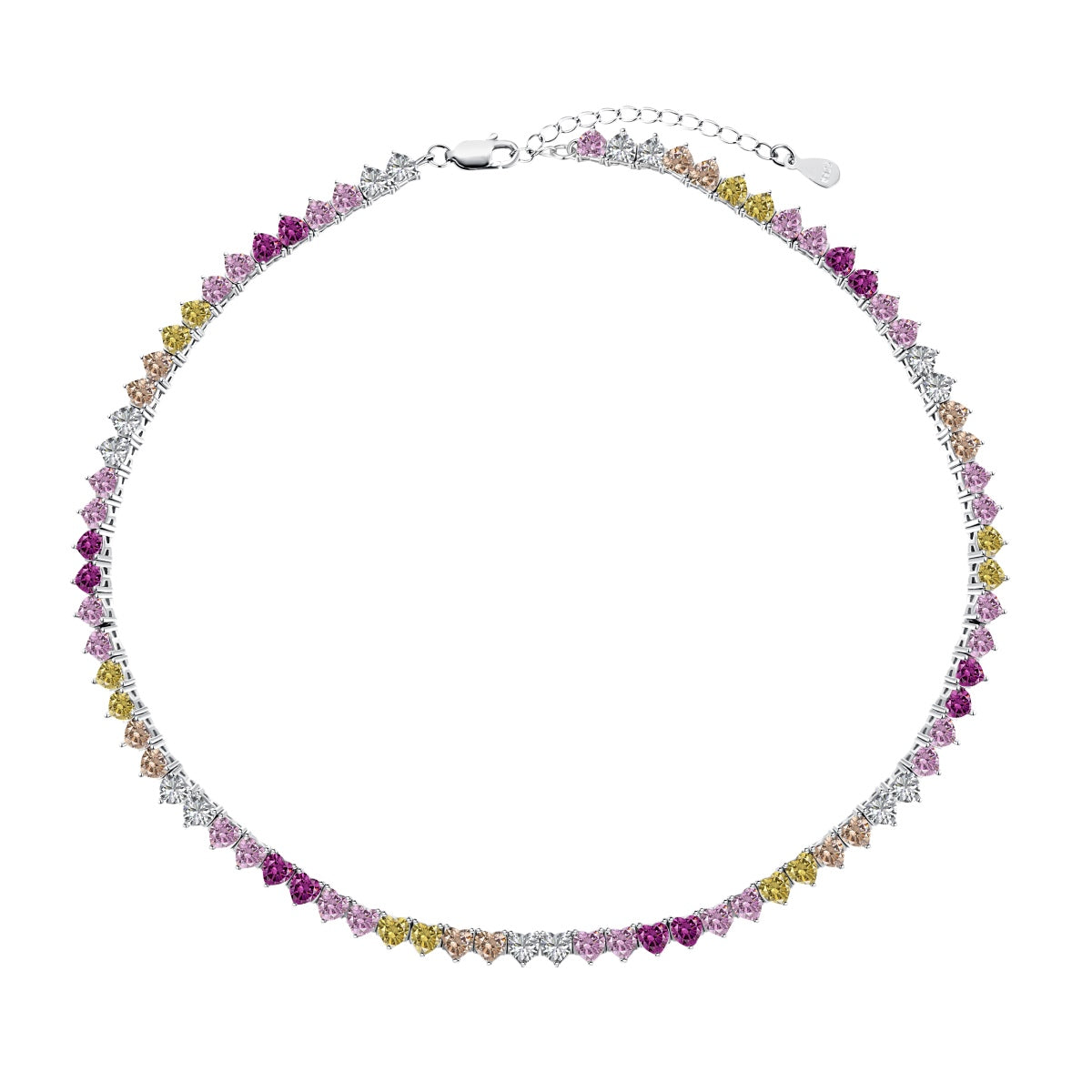 [ECHO ]Sparkling Colorful Full Heart Tennis Necklace
