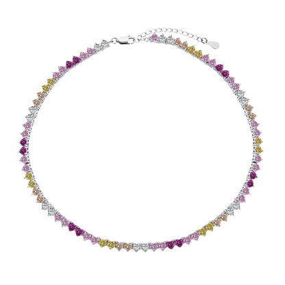 [ECHO ]Sparkling Colorful Full Heart Tennis Necklace
