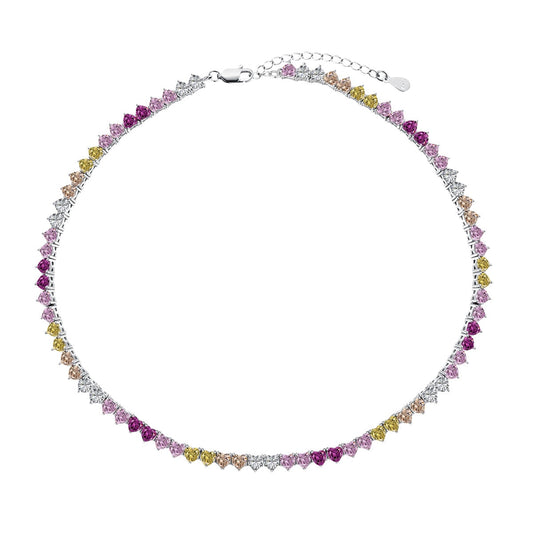 [ECHO ]Sparkling Colorful Full Heart Tennis Necklace