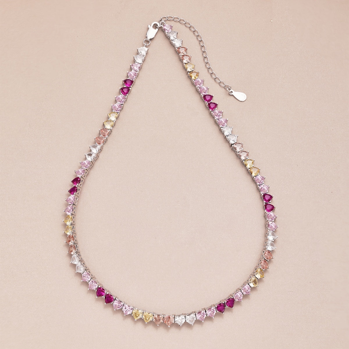 [ECHO ]Sparkling Colorful Full Heart Tennis Necklace