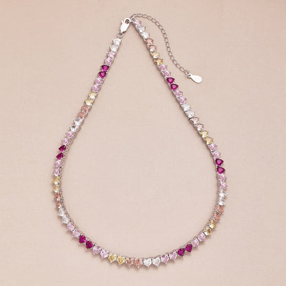 [ECHO ]Sparkling Colorful Full Heart Tennis Necklace