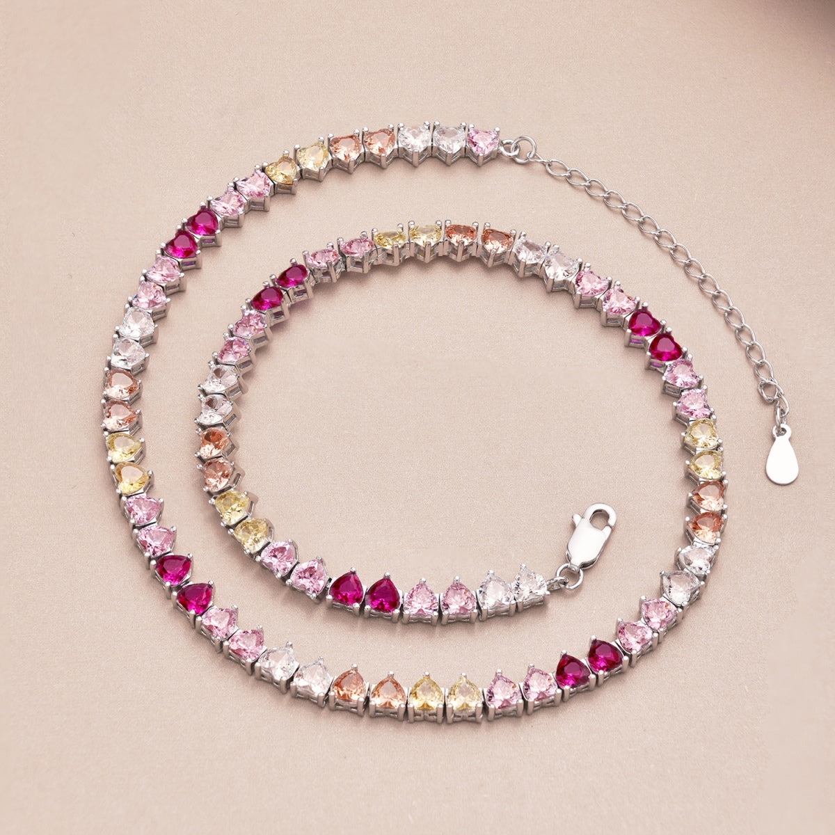 [ECHO ]Sparkling Colorful Full Heart Tennis Necklace
