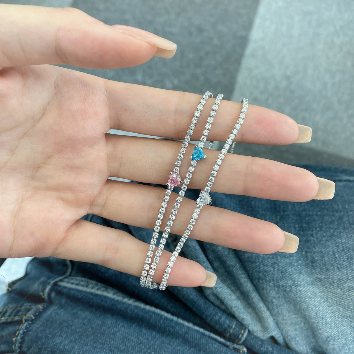 [ECHO ]0.5 Carat Elegant Romantic Heart Shape Lover Bracelet