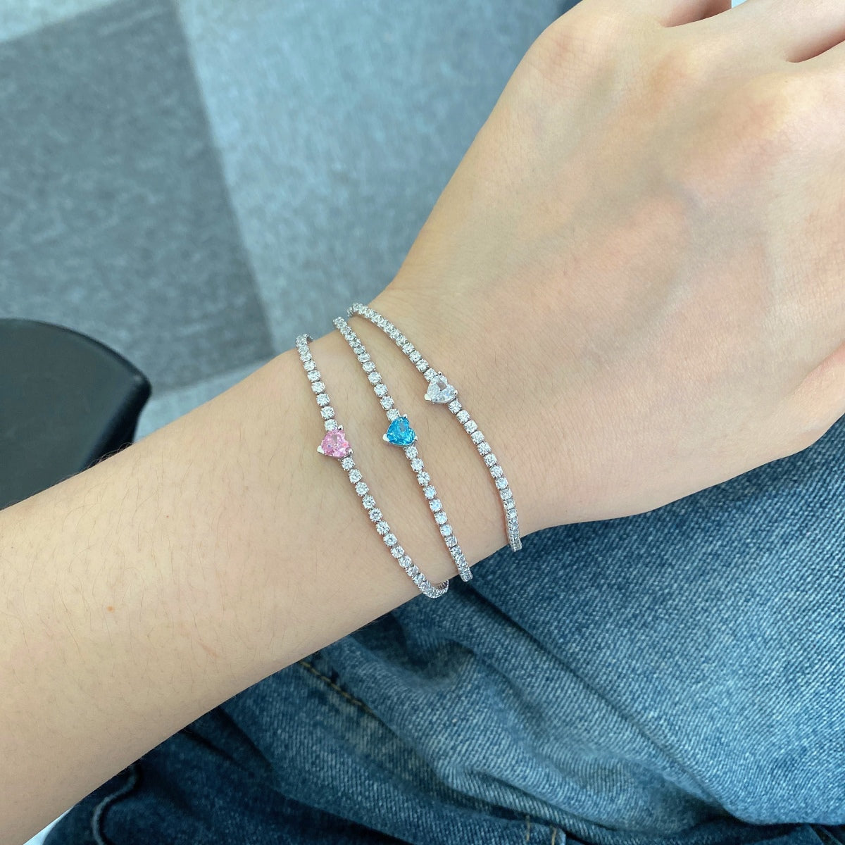 [ECHO ]0.5 Carat Elegant Romantic Heart Shape Lover Bracelet
