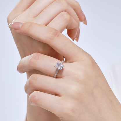 [ECHO ]2.0 Carat Dazzling Sparkling Radiant Cut Party Ring