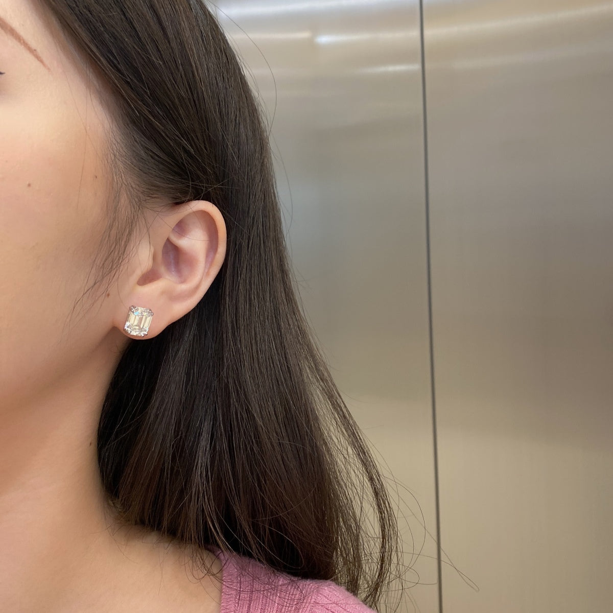[ECHO ]Dazzling Square Shape Earrings