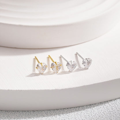 [ECHO ]Sparkling Heart Shaped Simple Earrings