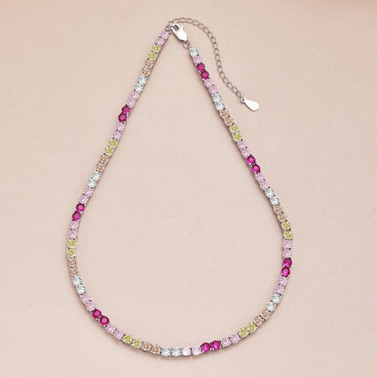 [ECHO ]Delicate Colorful Tennis Necklace