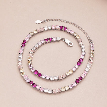 [ECHO ]Delicate Colorful Tennis Necklace