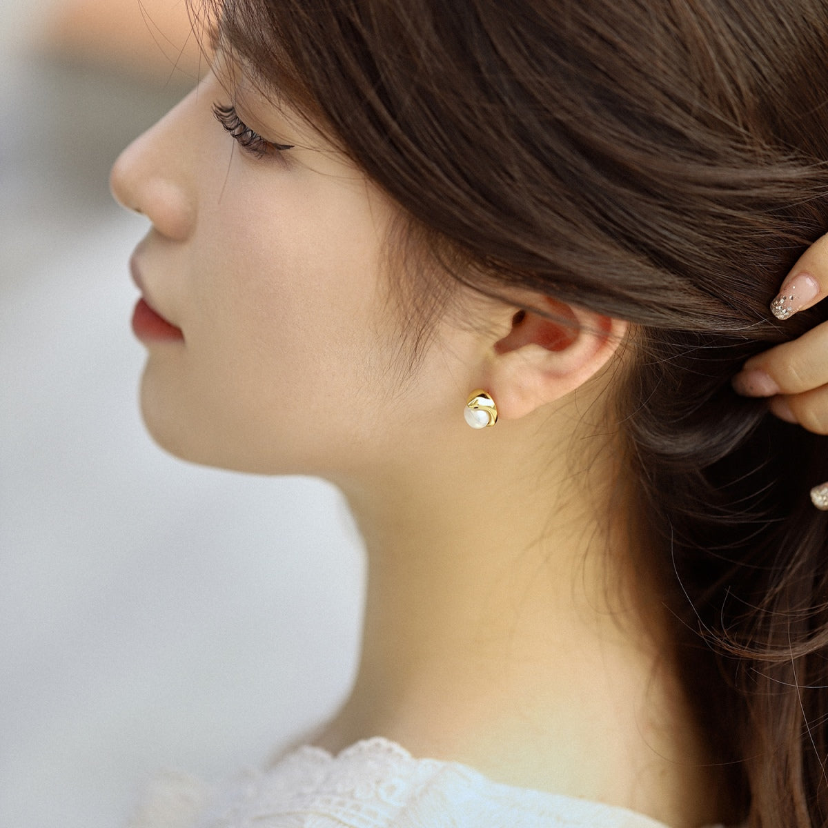 [ECHO ]Dainty Bread Pearl Earrings