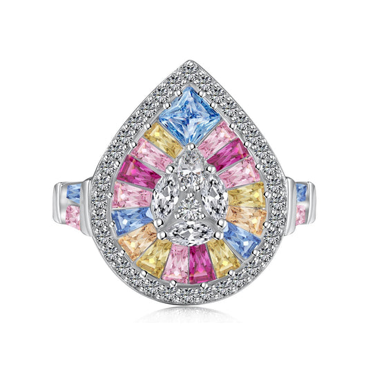 [ECHO ]Elegant Colorful Water Drop Shape Banquet Ring