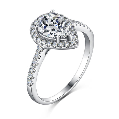 [ECHO ]1.0 Carat Luxurious Resplendent Water Drop Shape Wedding Ring
