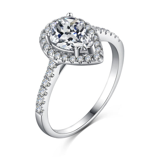 [ECHO ]1.0 Carat Luxurious Resplendent Water Drop Shape Wedding Ring