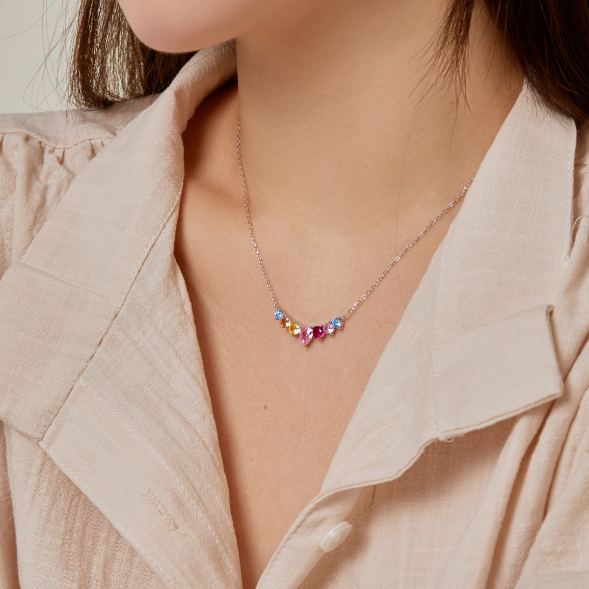 [ECHO ]Dainty Colorful Heart Necklace