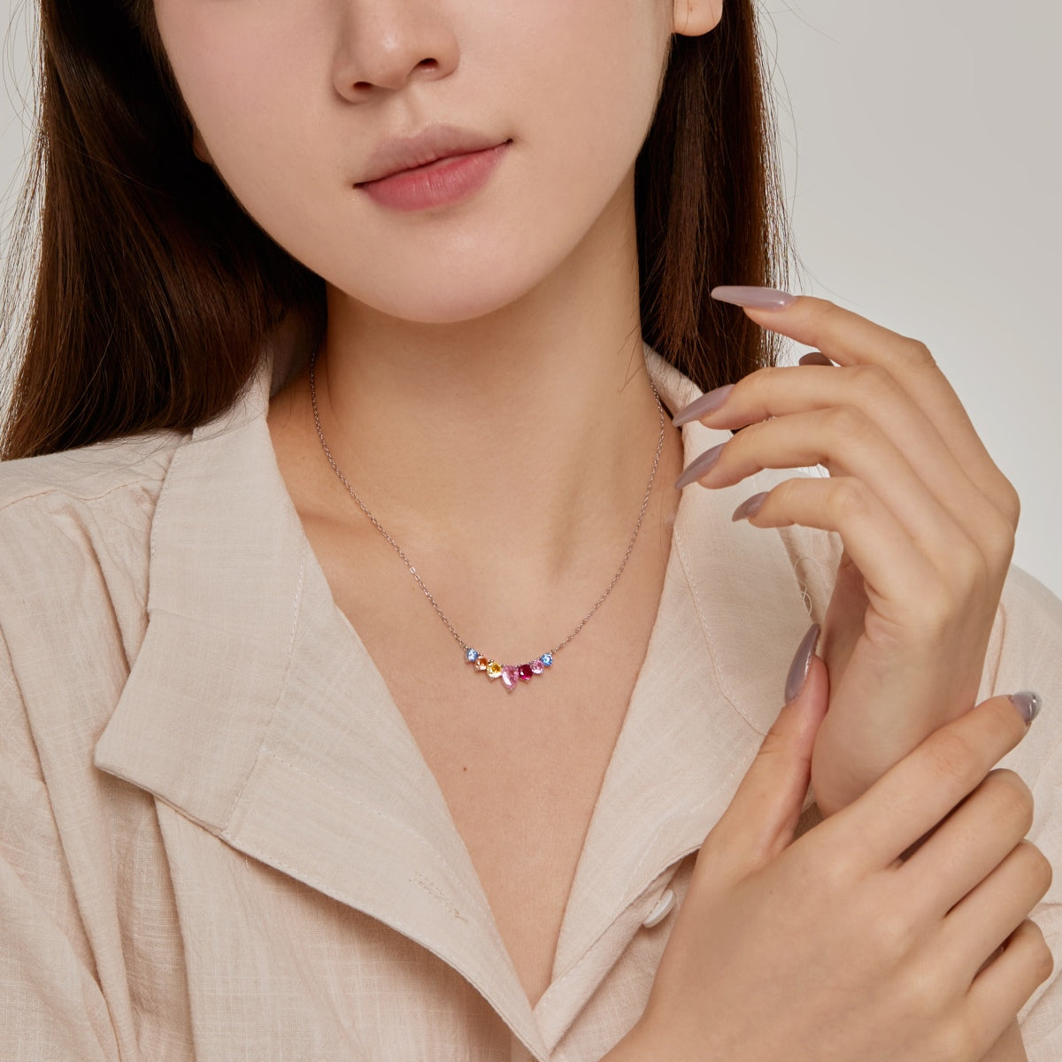 [ECHO ]Dainty Colorful Heart Necklace