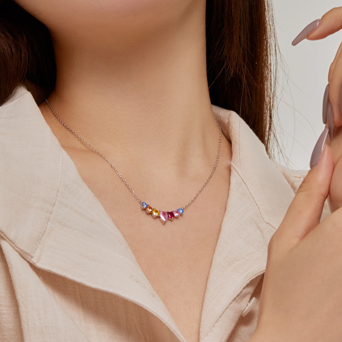 [ECHO ]Dainty Colorful Heart Necklace
