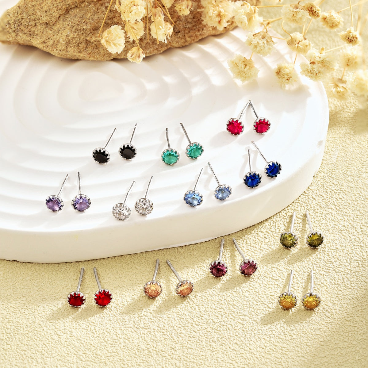 [ECHO ]Sparkling Colorful Round Shape Earrings