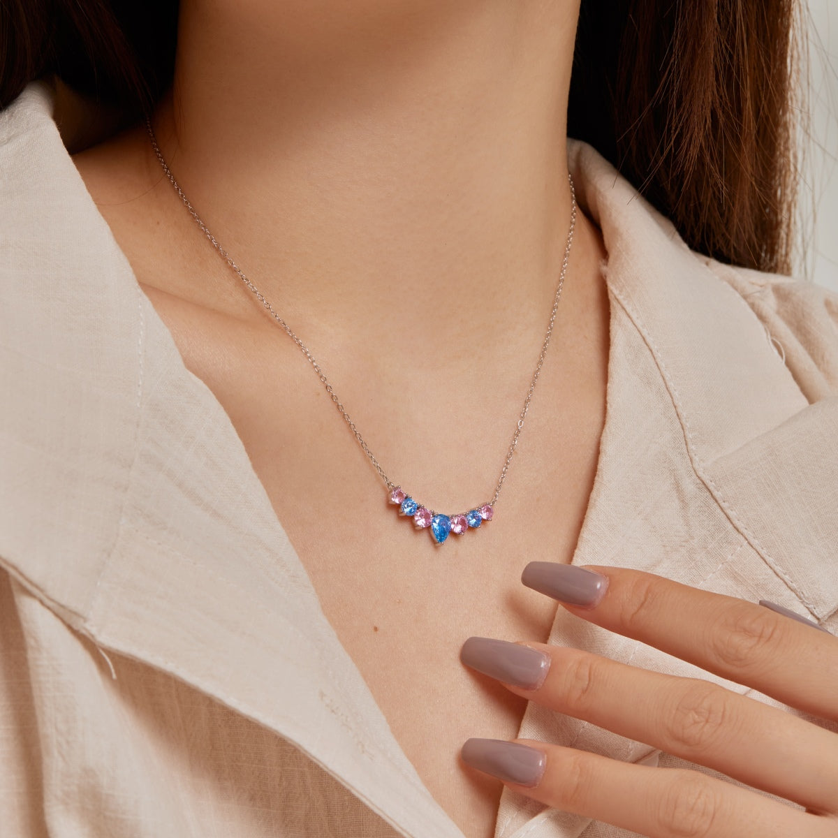 [ECHO ]Dainty Colorful Heart Necklace