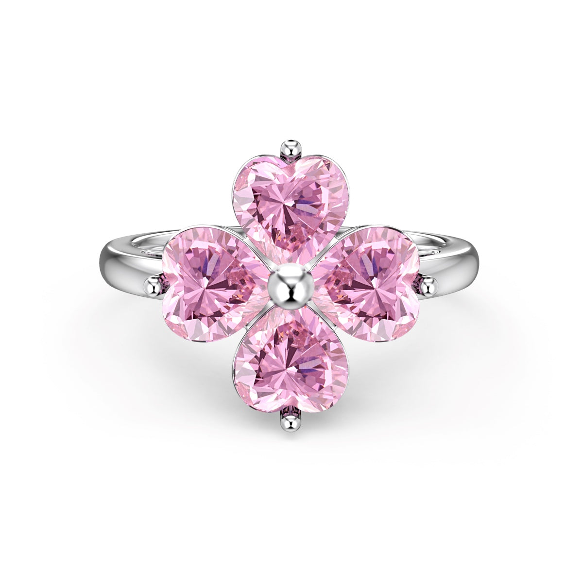 [ECHO ]Heart-shaped Four-Leaf Clover Ball Ring