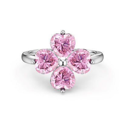 [ECHO ]Heart-shaped Four-Leaf Clover Ball Ring