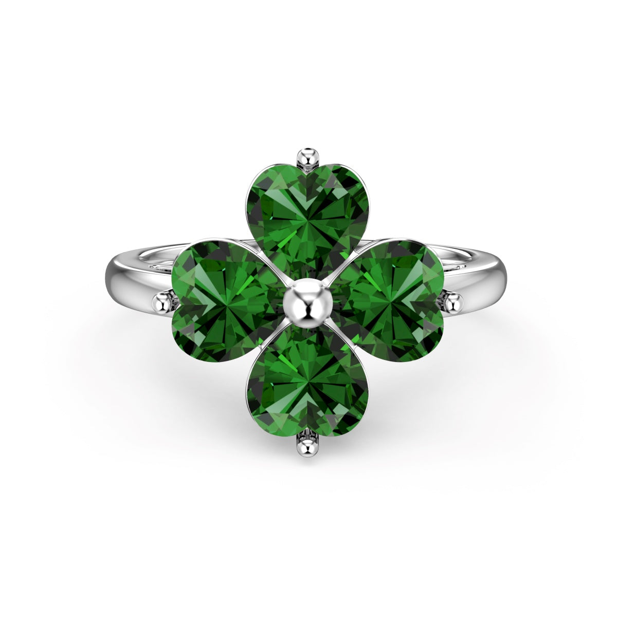 [ECHO ]Heart-shaped Four-Leaf Clover Ball Ring