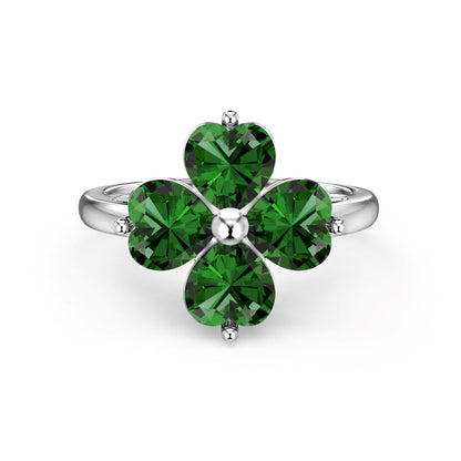 [ECHO ]Heart-shaped Four-Leaf Clover Ball Ring