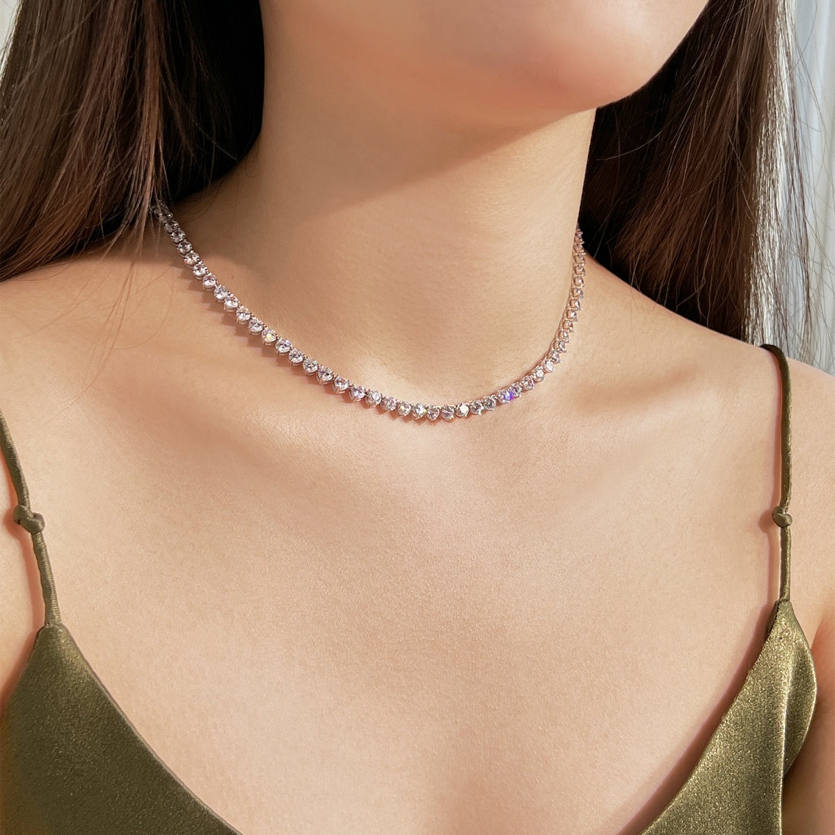 [ECHO ]Ornate Heart Cut Tennis Necklace
