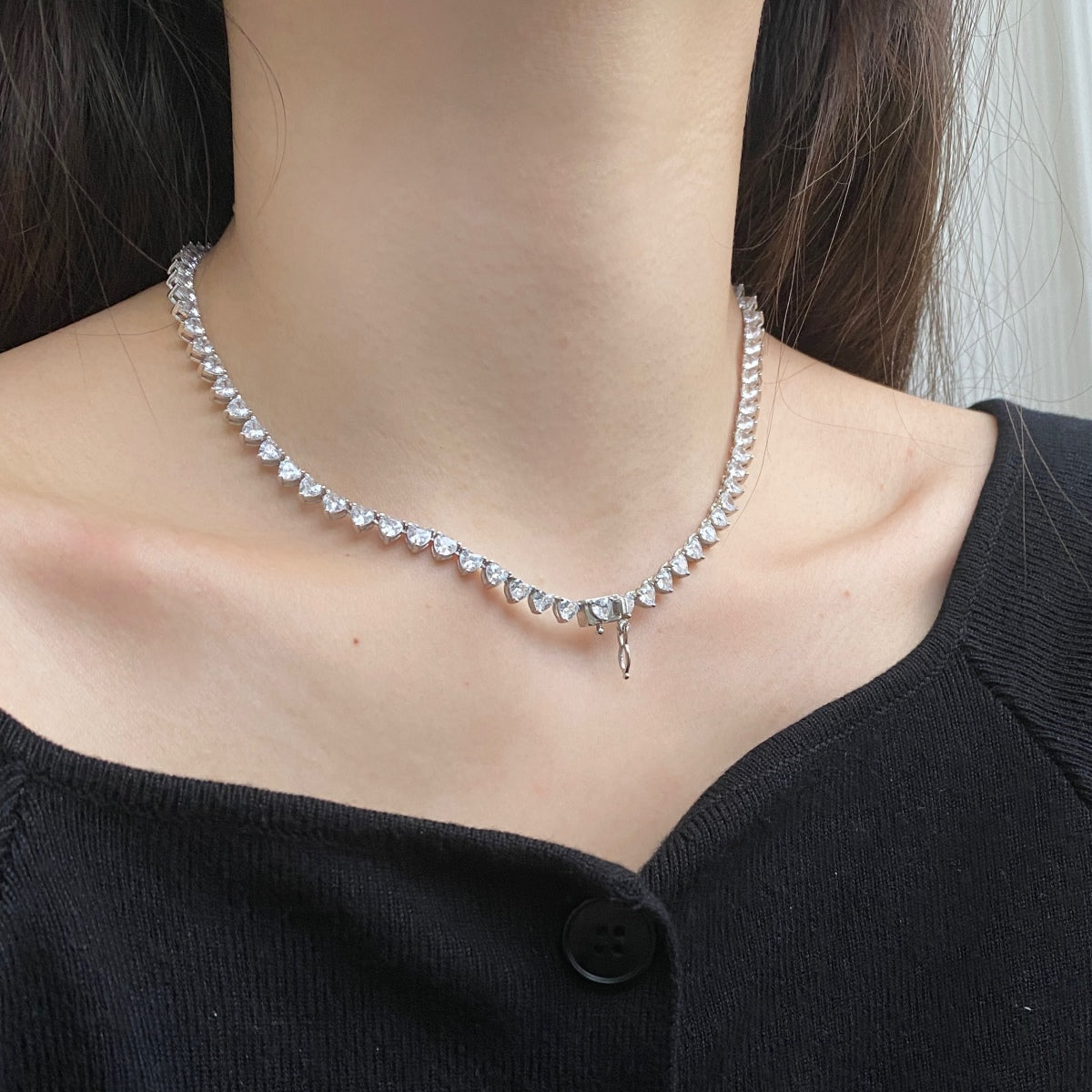 [ECHO ]Ornate Heart Cut Tennis Necklace