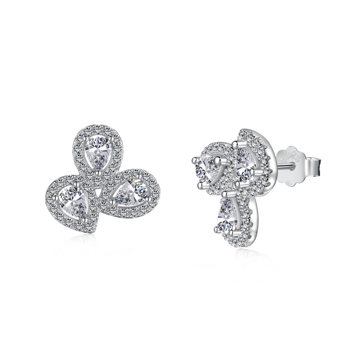 [ECHO ]Ornate Flower Shape Pear Cut Lover Earrings