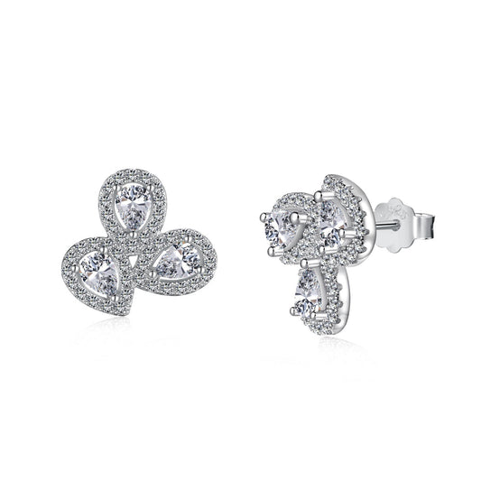 [ECHO ]Ornate Flower Shape Pear Cut Lover Earrings
