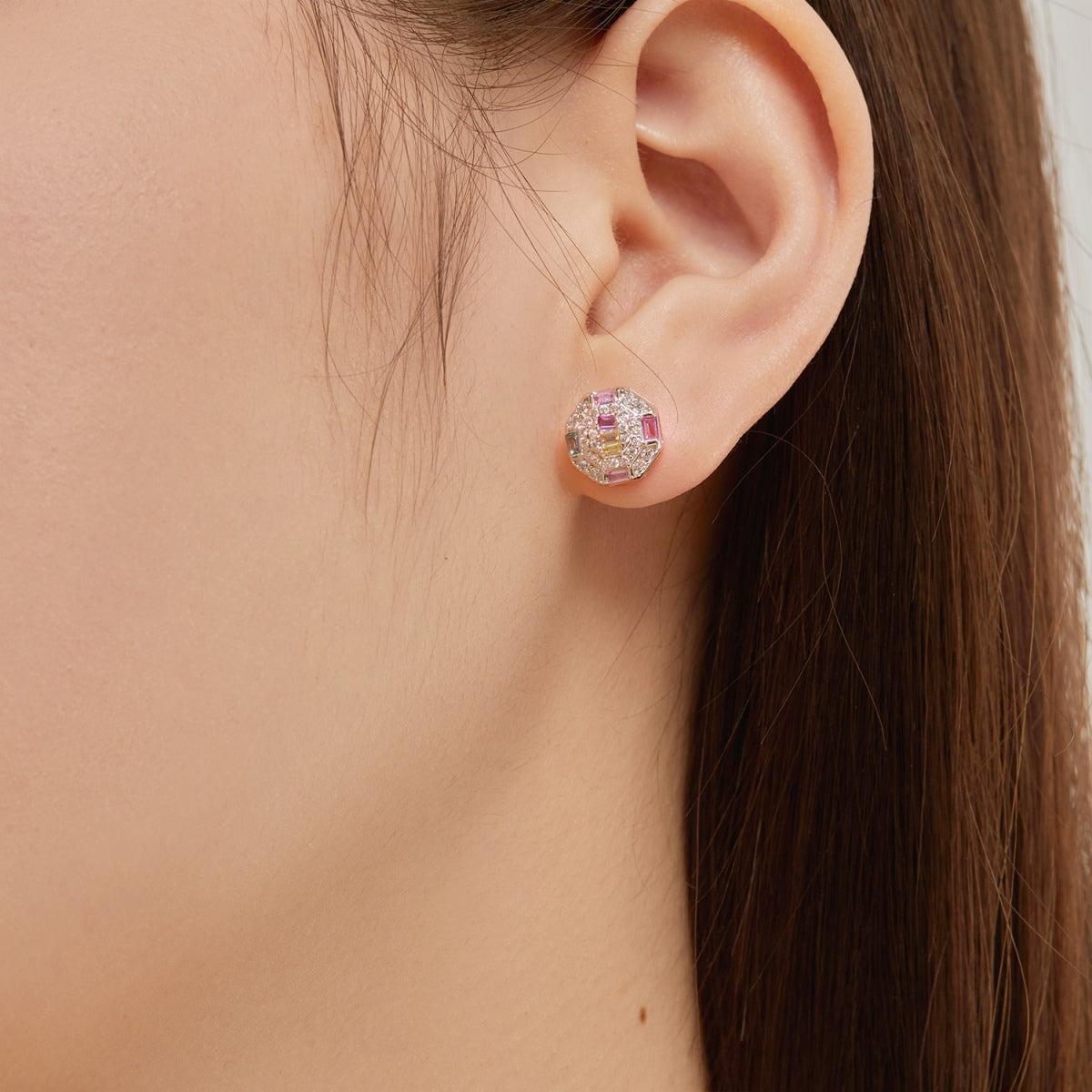 [ECHO ]Ornate Colorful Octagon Shape Daily Earrings