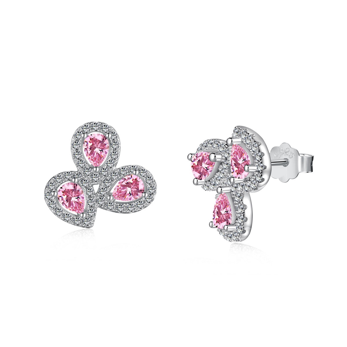 [ECHO ]Ornate Flower Shape Pear Cut Lover Earrings