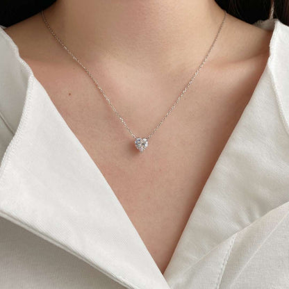 [ECHO ]Heart Shape Main Stone Pendant Collarbone Necklace