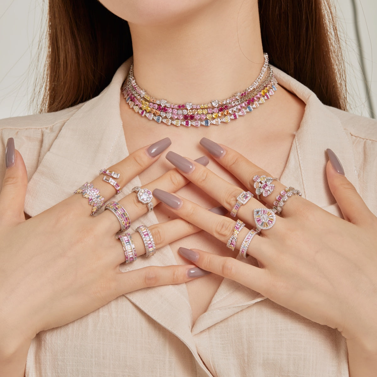 [ECHO ]Delicate Colorful Rainbow Tennis Chain