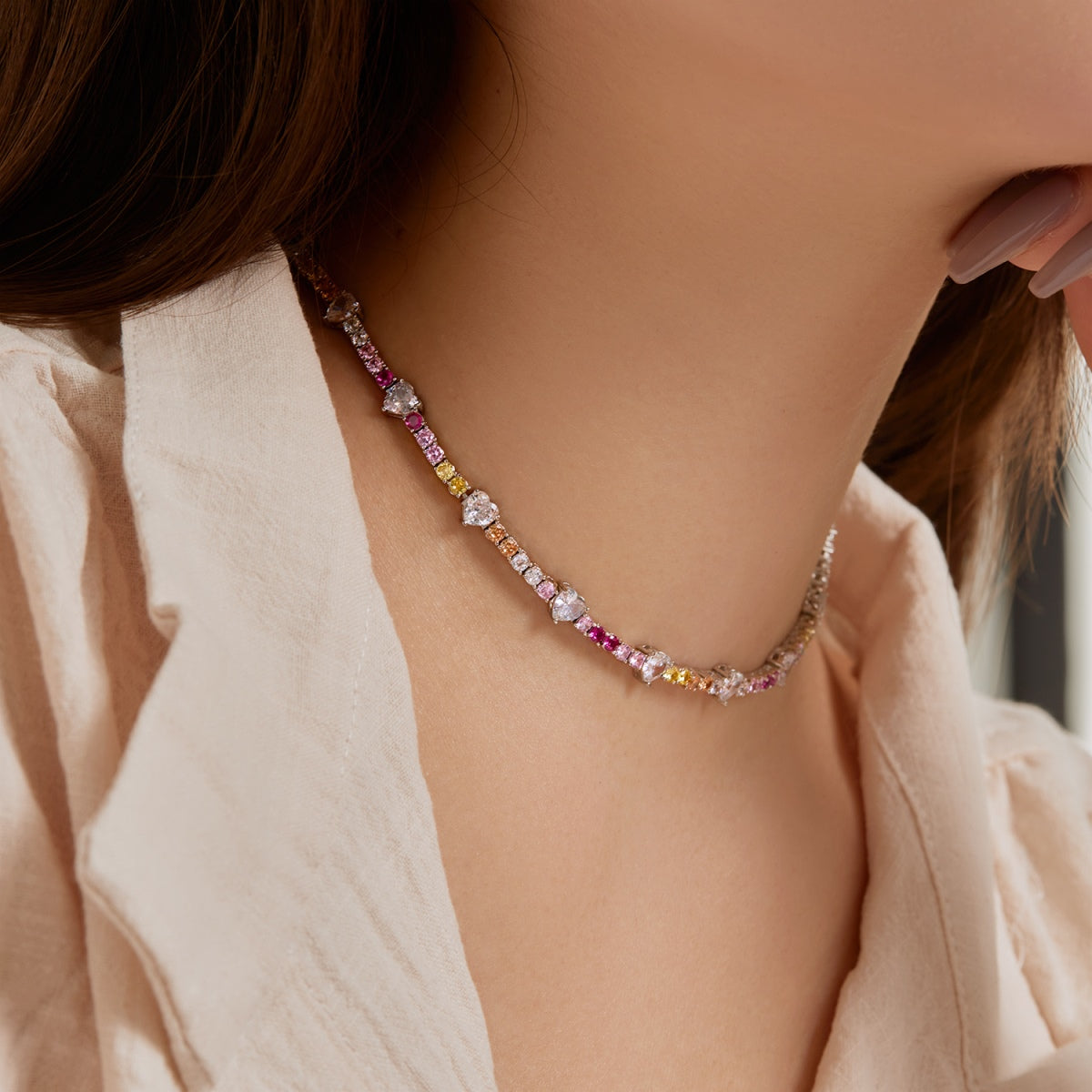[ECHO ]Delicate Colorful Rainbow Tennis Chain