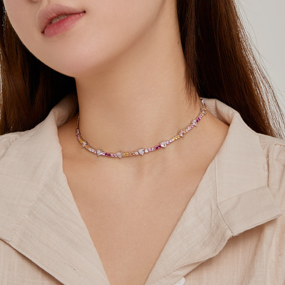 [ECHO ]Delicate Colorful Rainbow Tennis Chain