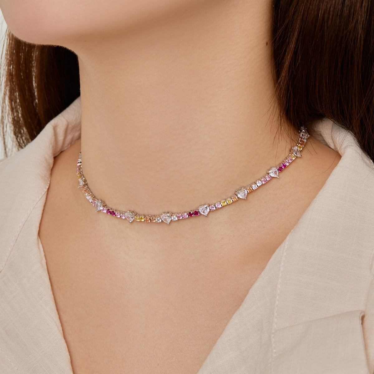 [ECHO ]Delicate Colorful Rainbow Tennis Chain