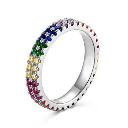[ECHO ]Unique Colorful Round Cut Tennis Ring
