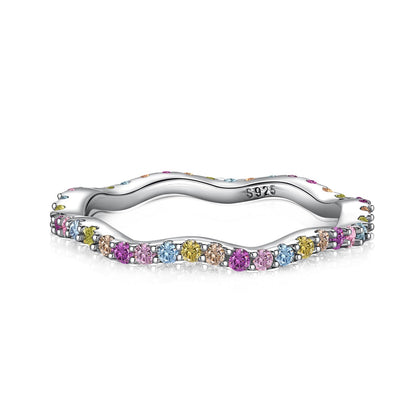 [ECHO ]Dainty Colorful Round Cut Party Ring