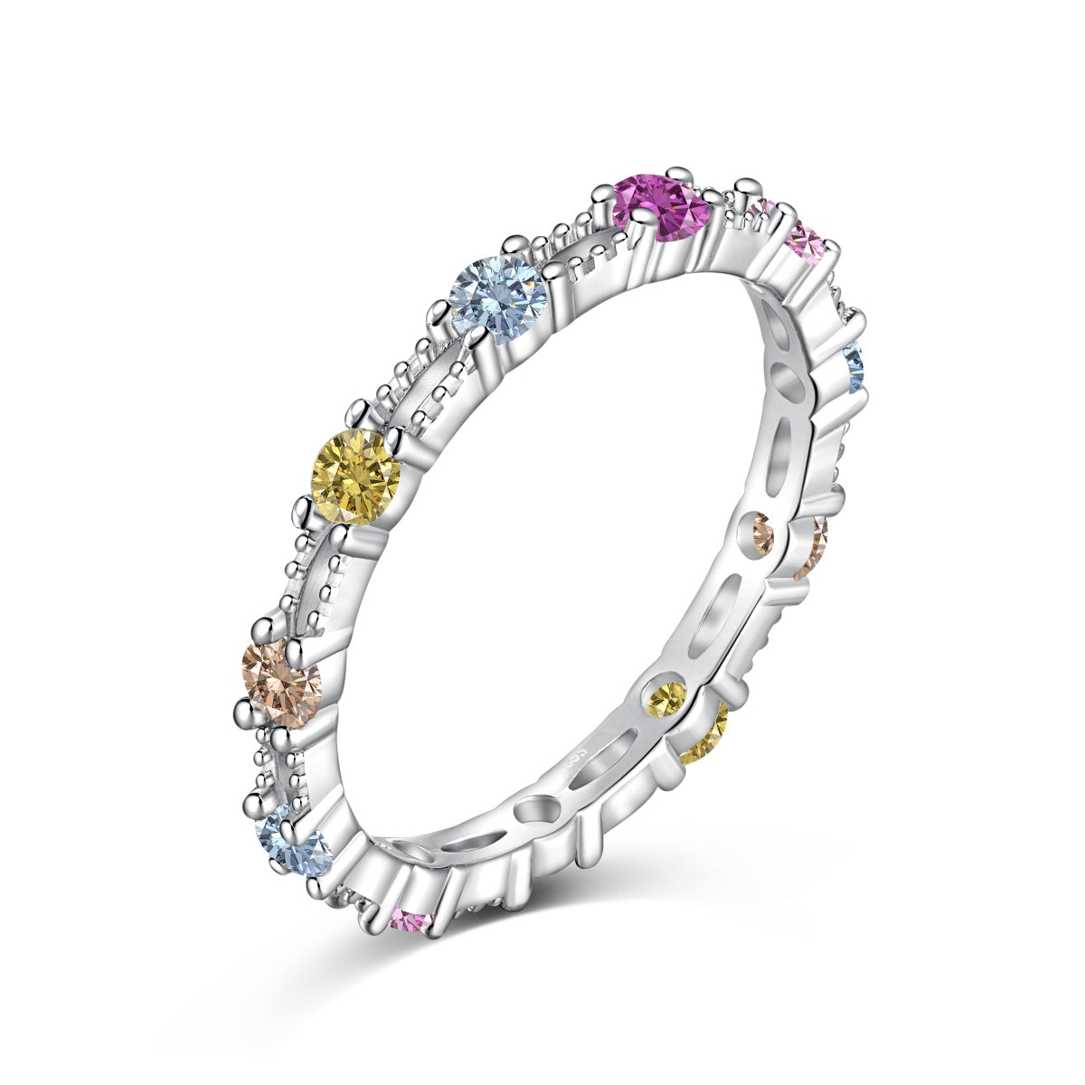 [ECHO ]Sparkling Colorful Round Cut Tennis Ring