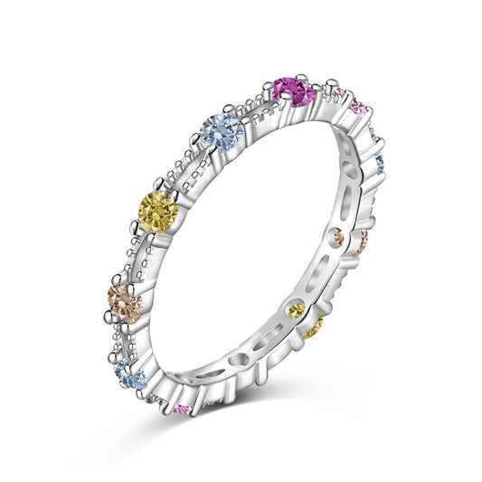 [ECHO ]Sparkling Colorful Round Cut Tennis Ring