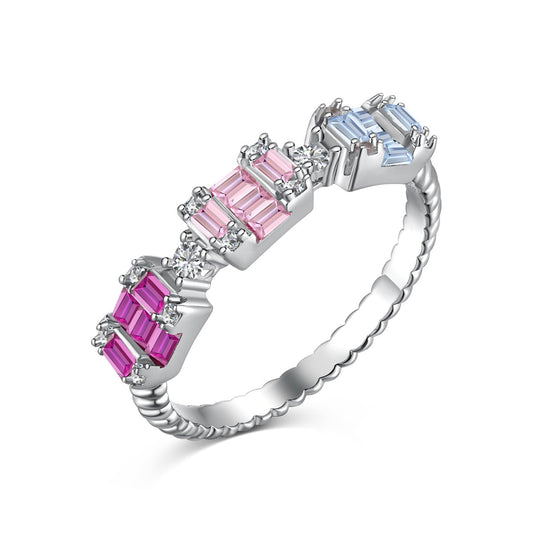 [ECHO ]Unique Colorful Emerald Cut Party Ring