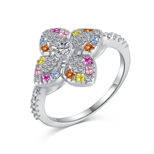 [ECHO ]Luxurious Colorful Flower Shape Banquet Ring