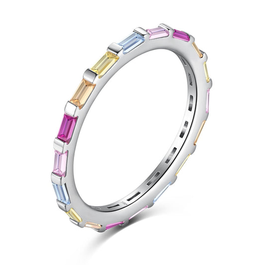 [ECHO ]Exquisite Multicolored Emerald Cut Daily Ring