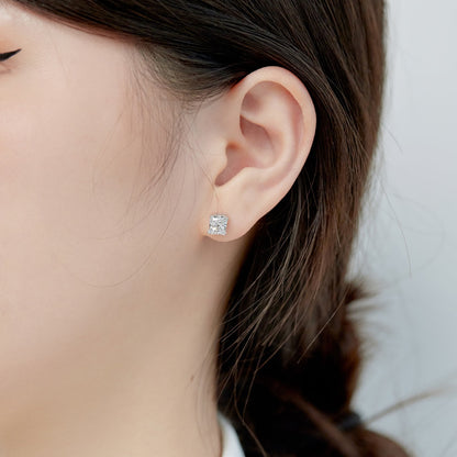 [ECHO ]1.0 Carat Radiant Princess Cut Wedding Earrings
